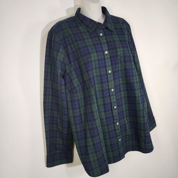 J. Crew Shirt 2X Black Watch Plaid Button Up Stretch Cotton Poplin Signature Fit - Picture 3 of 11